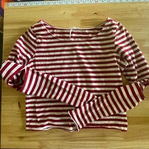 Free People Red and White Stripe Crop Top